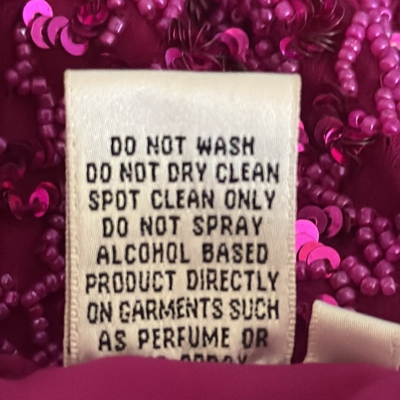 SCALA Beaded Maxi Midi Dress Side Slit Padded 100% Silk Pink Magenta Size M Prom - Picture 11 of 12